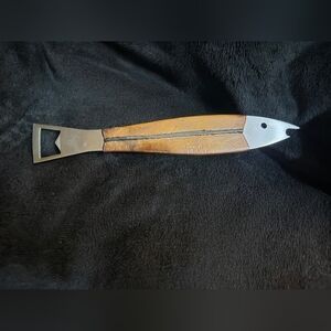 Mid Century Fish-Shaped Bottle Opener with Wrapped In Leather 9.5" Long